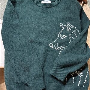 Old Navy Teal Sweater with Animal Outline